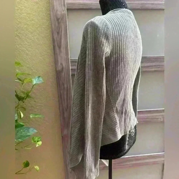 ATHLETA Solstice grey ribbed waterfall open front cardigan 🩶 - Picture 3 of 6